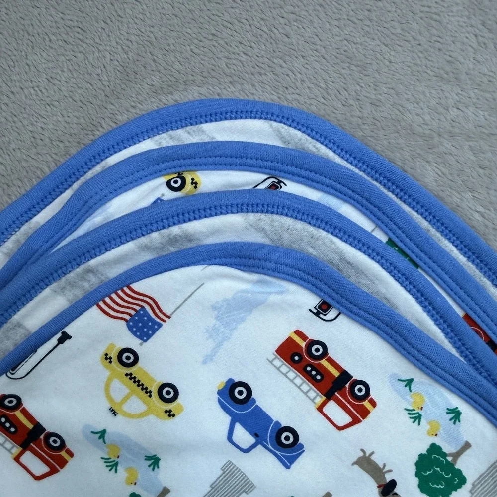 Starting Out Baby Blanket Blue Stripes Reversible Fire Truck NY America Flag